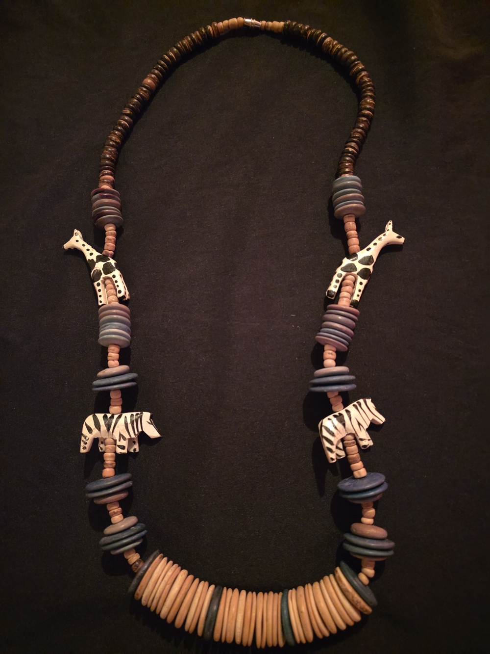 Vintage Hand Carved Wooden Beads & Animal Necklace